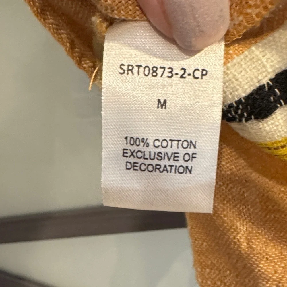 THML Mustard Stripe Ruffle Sleeve Peasant Top - Picture 6 of 7